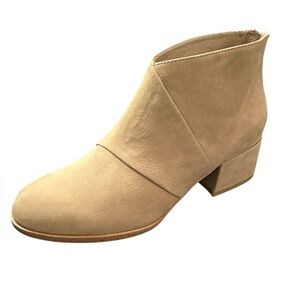 Eileen Fisher Ember Barley Tan Nubuck Bootie Boot Shoe Zip Close Block Heel